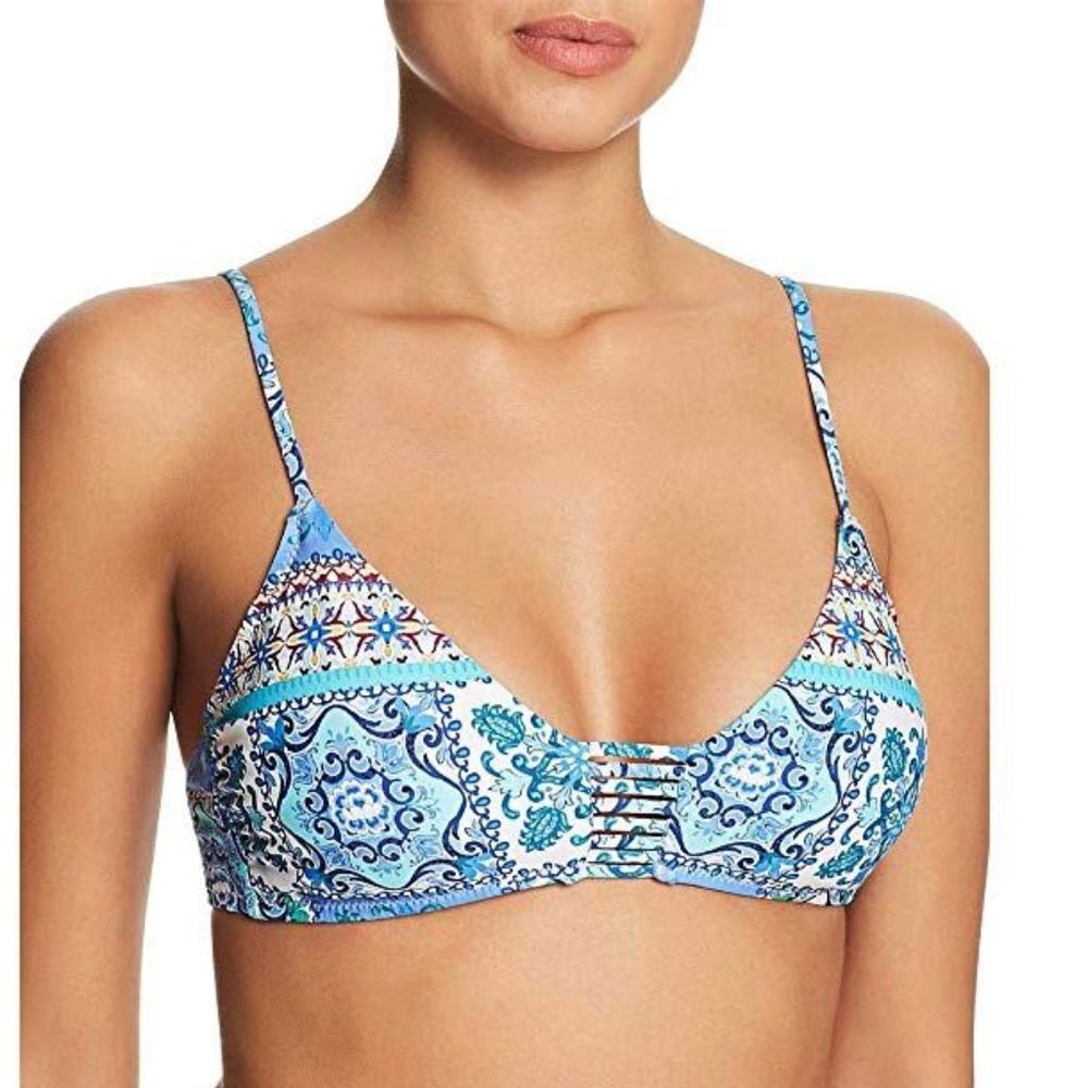NWT Nanette Lepore Women's Ensenada Strappy Bikini Swim Top Separates Blue